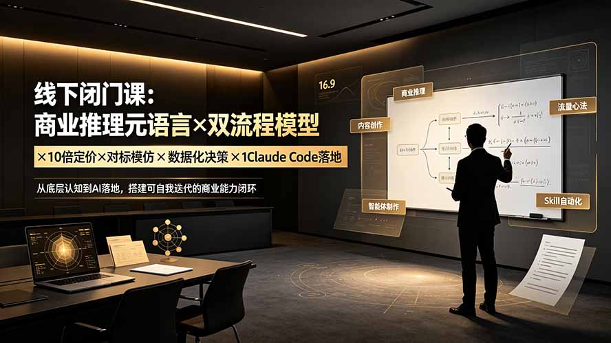 线下闭门课：商业推理元语言×双流程模型×10倍定价×对标模仿×数据化决策×Claude Code落地，击穿认知盲区-云启智联