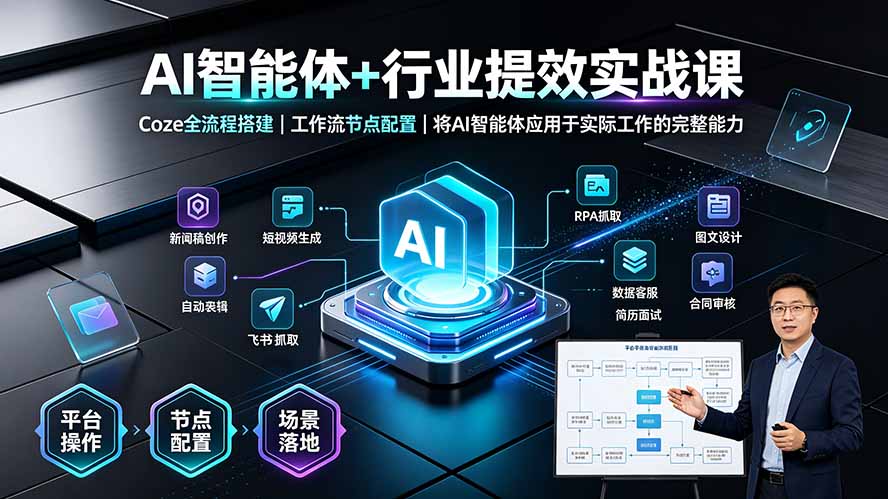 AI智能体+行业提效实战课·Coze全流程搭建｜工作流节点配置｜将AI智能体应用于实际工作的完整能力-云启智联