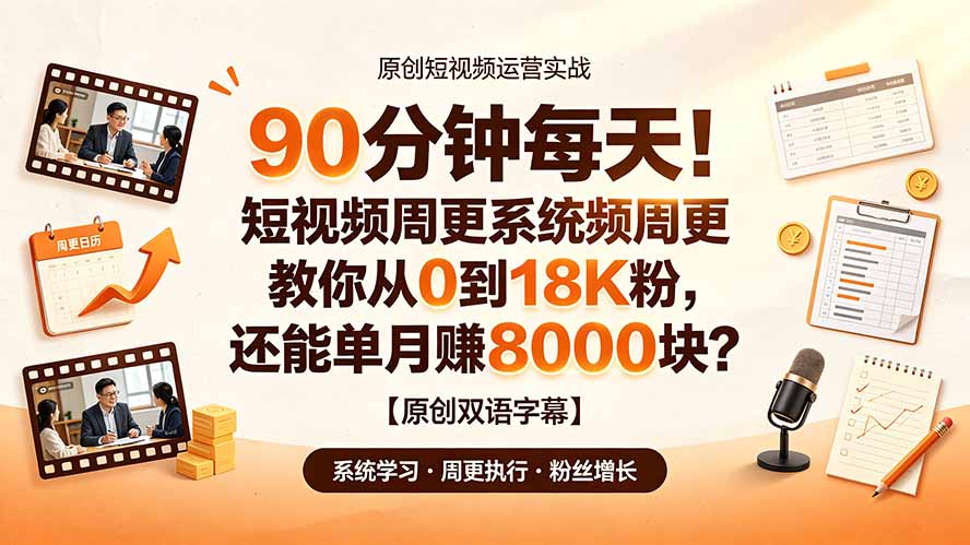 90 分钟每天！短视频周更系统教你从 0 到 18K 粉，还能单月赚 8000 块？【原创双语字幕】-云启智联