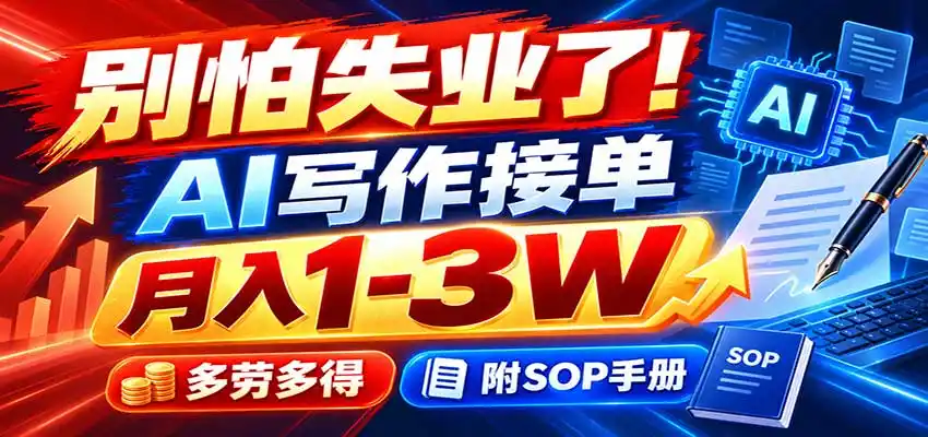 别怕失业了！AI写作接单月入1-3W，多劳多得，附SOP手册-云启智联