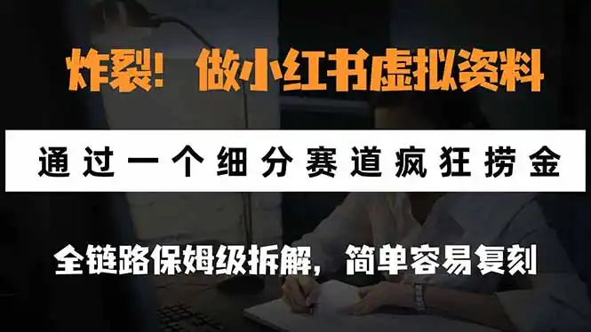 炸裂！做小红书虚拟资料，通过一个细分赛道疯狂捞金，全链路保姆级拆解，简单容易复刻-云启智联