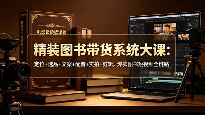 精装图书带货系统大课：定位+选品+文案+配音+实拍+剪辑，爆款图书短视频全链路-云启智联