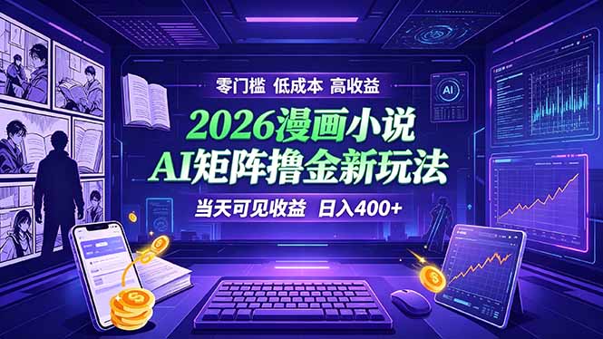 爆款小说漫画大阅读 ai矩阵操作 当天可见收益 日入400+ 零门槛 高收益-云启智联