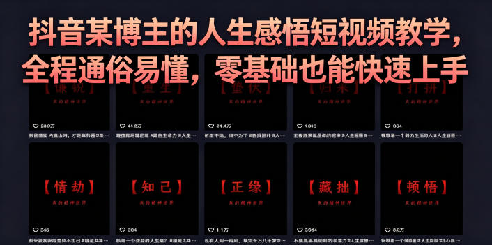 抖音某博主的灰太狼人生感悟短视频教学，全程通俗易懂，零基础也能快速上手-云启智联