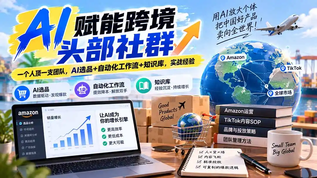 AI赋能跨境头部社群-更新9月：一个人顶一支团队，AI选品+自动化工作流+知识库，实战经验-云启智联
