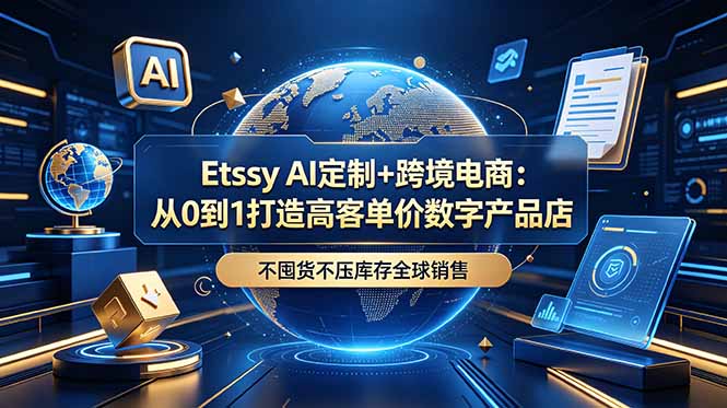 Etsy AI定制+跨境电商：从0到1打造高客单价数字产品店，不囤货不压库存全球销售-云启智联