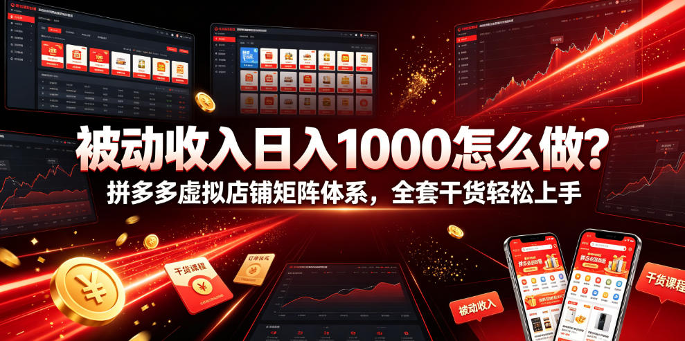 被动收入日入1000怎么做？拼多多虚拟店铺矩阵体系，全套干货轻松上手【揭秘】-云启智联