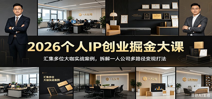 2026个人IP创业掘金大课：汇集多位大咖实战案例，拆解一人公司多路径变现打法-云启智联