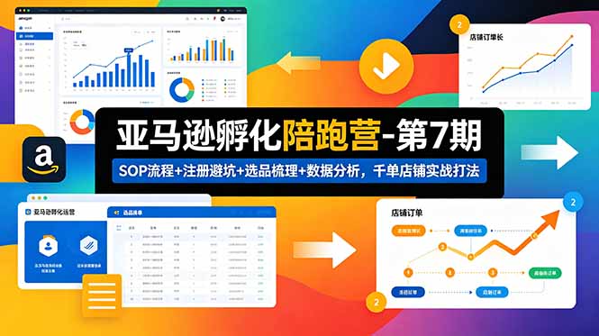 亚马逊孵化陪跑营-第7期：SOP流程+注册避坑+选品梳理+数据分析，千单店铺实战打法(更新0625-云启智联