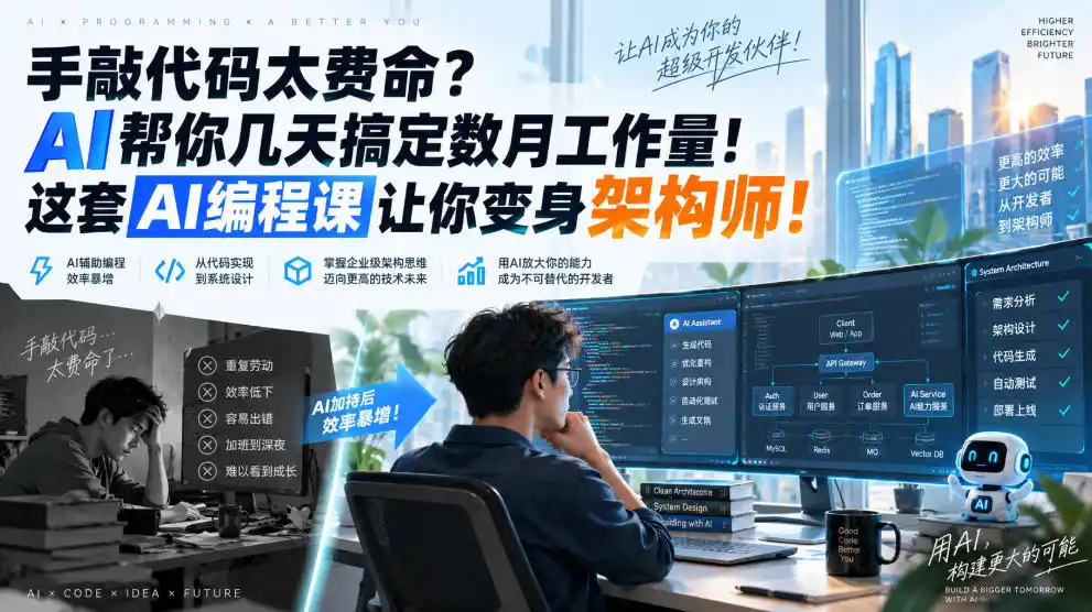 手敲代码太费命？AI帮你几天搞定数月工作量！这套AI编程课让你变身架构师！【原创双语字幕】-云启智联