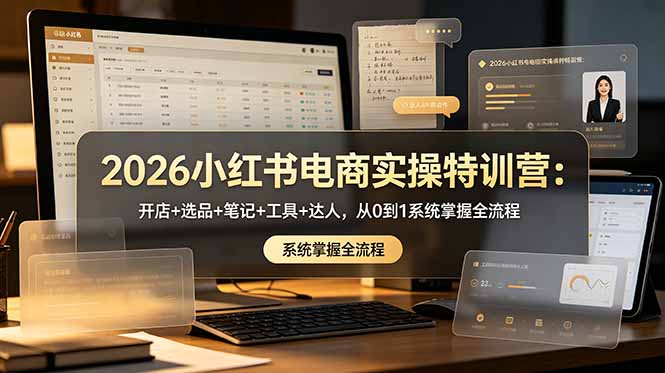 2026小红书电商实操特训营：开店+选品+笔记+工具+达人，从0到1系统掌握全流程-云启智联