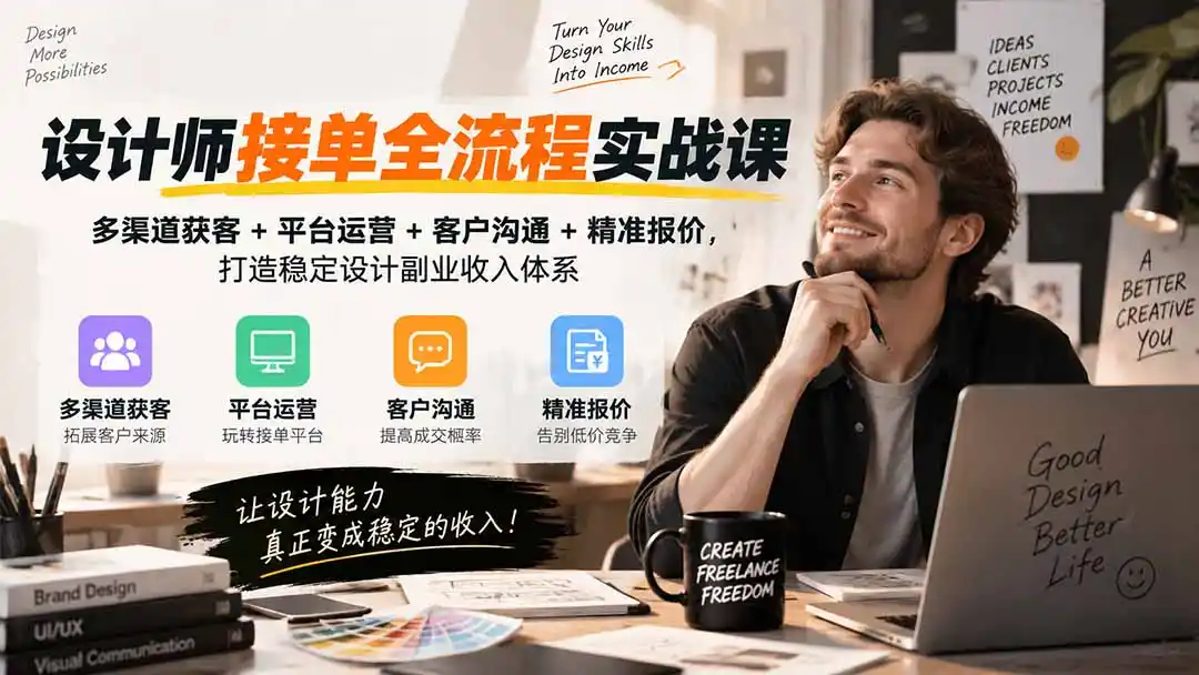设计师接单全流程实战课-无水印｜多渠道获客+平台运营+客户沟通+精准报价，打造稳定设计副业收入体系-云启智联