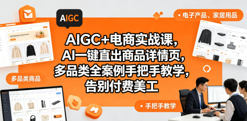 AIGC+电商实战课，AI一键直出商品详情页，多品类全案例手把手教学，告别付费美工(更新)-云启智联