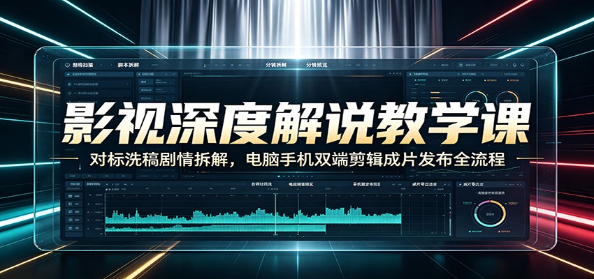 影视深度解说教学课：对标洗稿剧情拆解，电脑手机双端剪辑成片发布全流程-云启智联