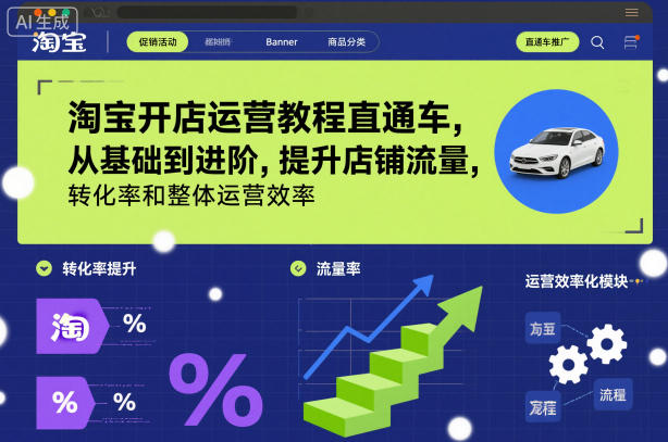 淘宝开店运营教程直通车，从基础到进阶，提升店铺流量，转化率和整体运营效率(更新26年07月11日)-云启智联
