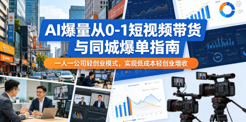 AI爆量从0-1短视频带货与同城爆单指南，一人一公司轻创业模式，实现低成本轻创业增收-云启智联
