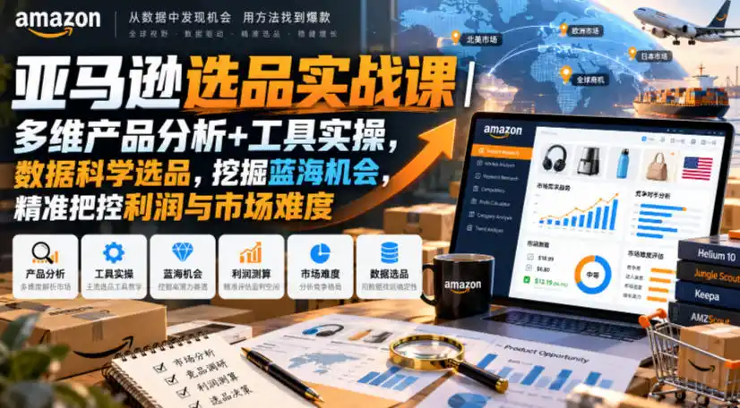 亚马逊选品实战课|多维产品分析+工具实操,数据科学选品,挖掘蓝海机会,精准把控利润与市场难度-云启智联