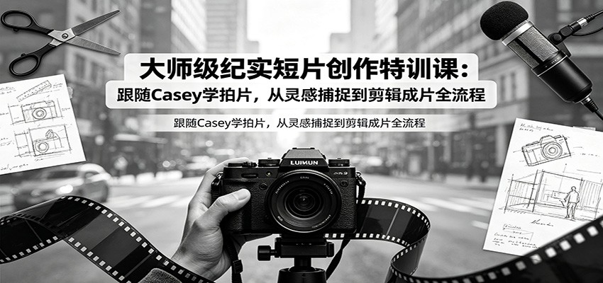 大师级纪实短片创作特训课：跟随Casey学拍片，从灵感捕捉到剪辑成片全流程-云启智联