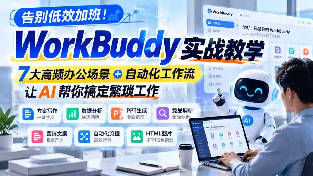 告别低效加班！WorkBuddy实战教学，7大高频办公场景＋自动化工作流，让AI帮你搞定繁琐工作-云启智联