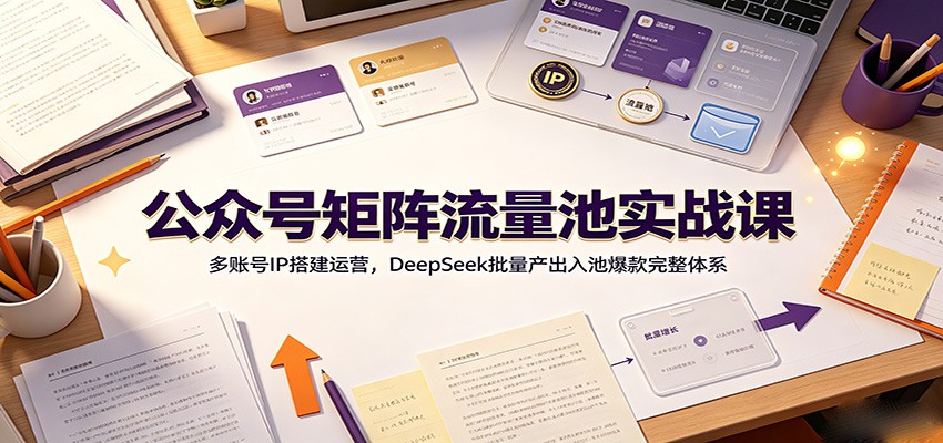 公众号矩阵流量池实战课：多账号IP搭建运营，DeepSeek批量产出入池爆款完整体系-云启智联