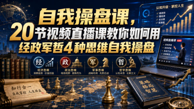 自我操盘课，20节视频直播课教你如何用经政军哲4种思维自我操盘-云启智联