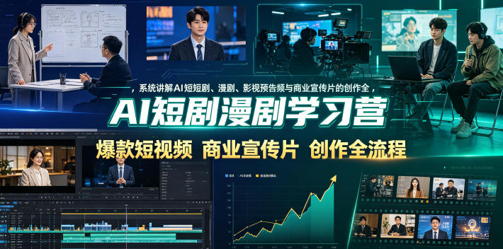 AI短剧漫剧学习营，系统讲解AI短剧、漫剧、影视预告片、爆款短视频与商业宣传片的创作全流程-云启智联