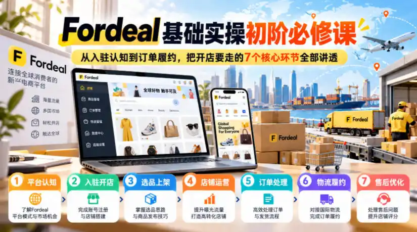 Fordeal基础实操初阶必修课,从入驻认知到订单履约,把开店要走的7个核心环节全部讲透-云启智联