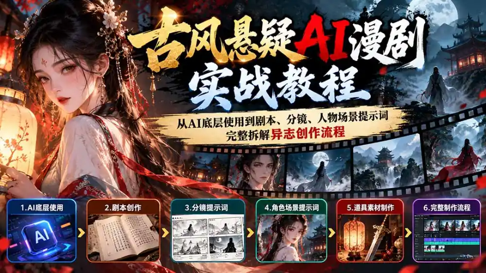 古风悬疑AI漫剧实战教程:从AI底层使用到剧本、分镜、人物场景提示词,完整拆解异志创作流程-云启智联