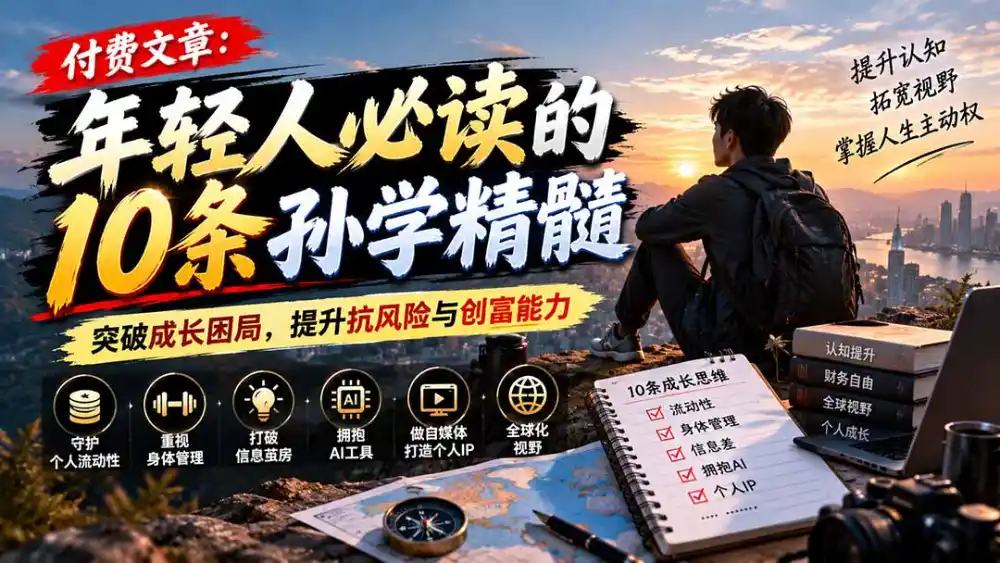 付费文章:年轻人必读的10条孙学精髓,突破成长困局,提升抗风险与创富能力 付费文章:年轻人必读的10条孙学精髓,突破成长困局,提升抗风险与创富能力