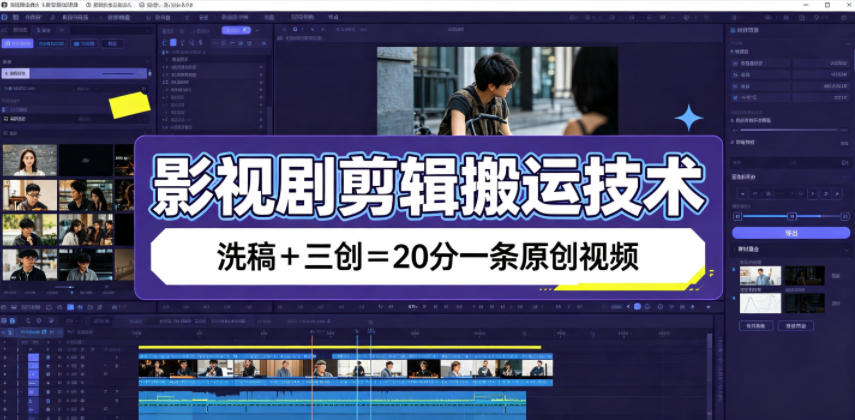 影视剧剪辑搬运技术，洗稿+三创=20分一条原创视频-云启智联
