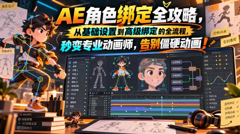 【无水印】AE角色绑定全攻略,从基础设置到高级绑定的全流程,秒变专业动画师,告别僵硬动画!【原创双语字幕】-云启智联
