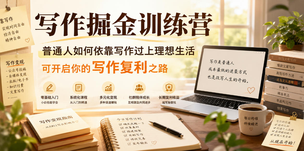 写作掘金训练营，普通人如何依靠写作过上理想生活，可开启你的写作复利之路(更新6月)-云启智联