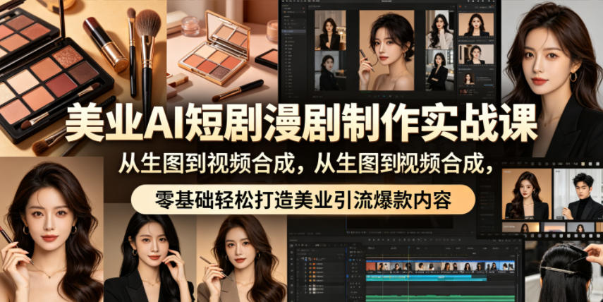 美业AI短剧漫剧制作实战课，从生图到视频合成，零基础轻松打造美业引流爆款内容-云启智联