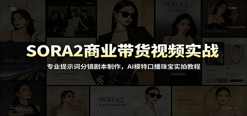 SORA2商业带货视频实战：专业提示词分镜剧本制作，AI模特口播珠宝实拍教程-云启智联