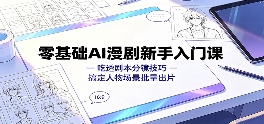 零基础AI漫剧新手入门课：吃透剧本分镜技巧，搞定人物场景批量出片-云启智联
