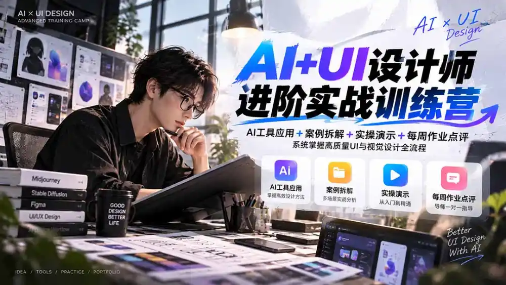 【无水印】AI+UI设计师进阶训练营-第4期：AI工具应用+案例拆解+实操演示+作业点评，掌握高质量UI与视觉设计全流程-云启智联