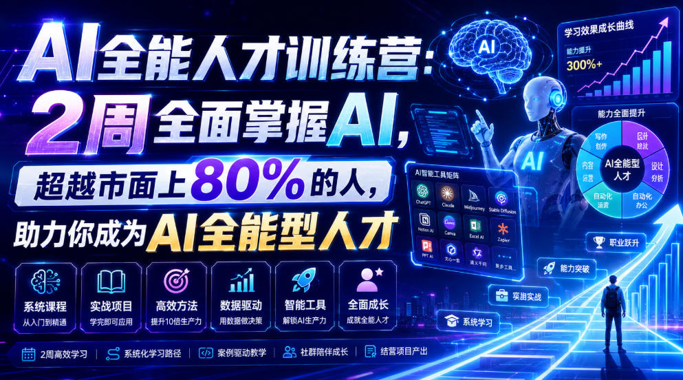 AI全能人才训练营：2周全面掌握AI，超越市面上80%的人，助力你成为AI全能型人才-云启智联