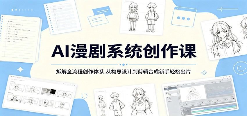 AI漫剧系统创作课：拆解全流程创作体系，从构思设计到剪辑合成新手轻松出片-云启智联