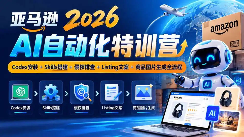 亚马逊2026AI自动化-10月特训营：Codex安装+Skills搭建+侵权排查+Listing文案+商品图片生成全流程-云启智联