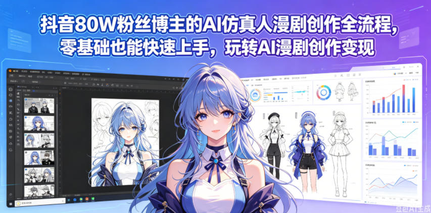 抖音80W粉丝博主的AI仿真人漫剧创作全流程，零基础也能快速上手，玩转AI漫剧创作变现-云启智联