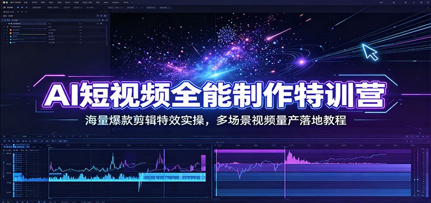 AI短视频全能制作特训营：海量爆款剪辑特效实操，多场景视频量产落地教程-云启智联