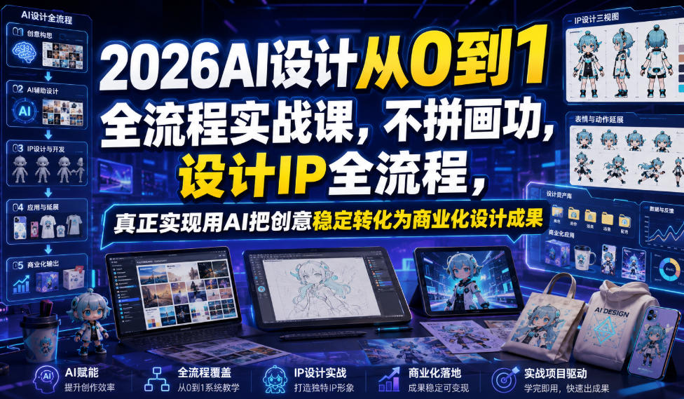 2026AI设计从0到1全流程实战课，不拼画功，设计IP全流程，真正实现用AI把创意稳定转化为商业化设计成果-云启智联