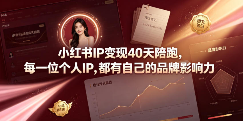小红书IP变现40天陪跑，每一位个人IP，都有自己的品牌影响力-云启智联