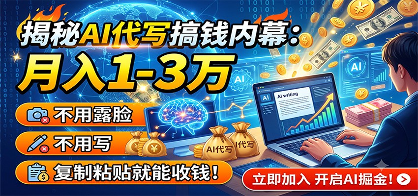 揭秘AI代写搞钱内幕：月入1-3万，不用露脸不用写，复制粘贴就能收钱！-云启智联