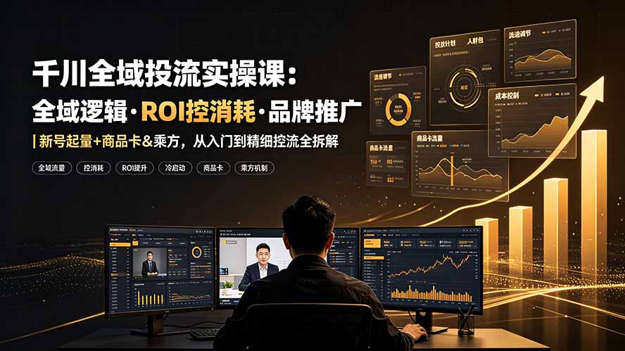 千川全域投流实操课：全域逻辑·ROI控消耗·品牌推广｜新号起量+商品卡&乘方，从入门到精细控流全拆解-云启智联