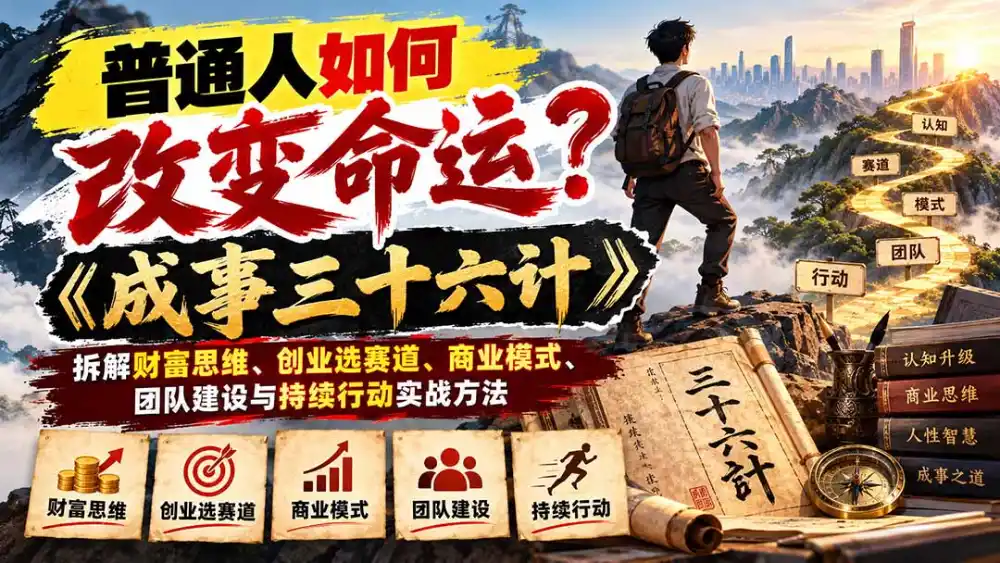 普通人如何改变命运?《成事三十六计》拆解财富思维、创业选赛道、商业模式、团队建设与持续行动实战方法-云启智联