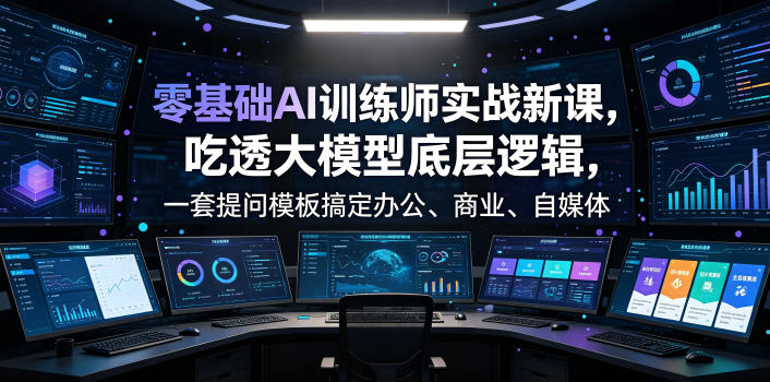 零基础AI训练师实战课，吃透大模型底层逻辑，一套提问模板搞定办公、商业、自媒体、设计、生活全场景AI落地应用-云启智联