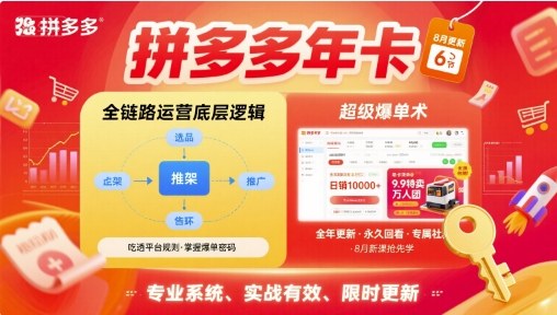 拼多多年卡，拼多多全链路运营底层逻辑，超级爆单术【更新26年6月】-云启智联