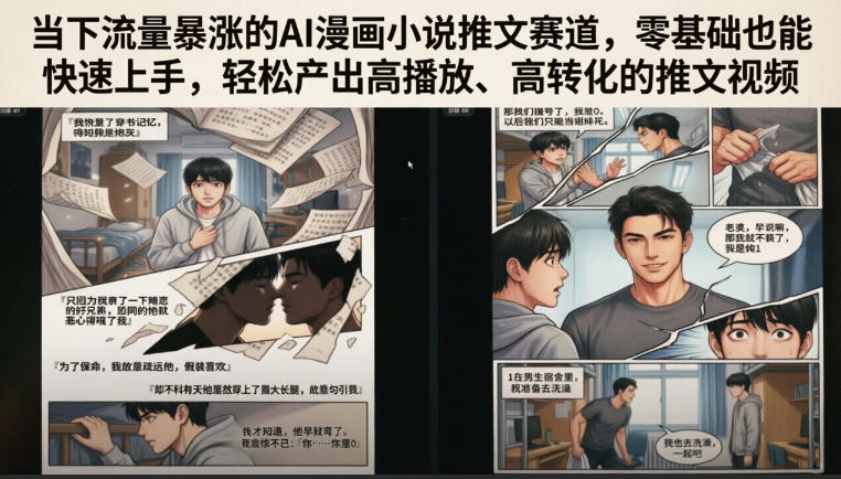 当下流量暴涨的AI漫画小说推文赛道，零基础也能快速上手，轻松产出高播放、高转化的推文视频-云启智联