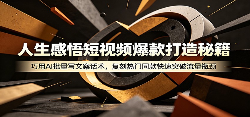 人生感悟短视频爆款打造秘籍：巧用A 批量写文案话术，复刻热门同款快速突破流量瓶颈-云启智联
